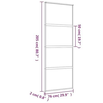 Schuifdeur 76x205 cm mat ESG-glas en aluminium goudkleurig