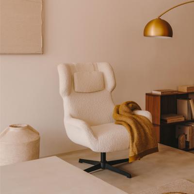 Kave Home Draaibare Fauteuil 'Zalina' Bouclé, kleur Wit Kave Home Draaibare Fauteuil 'Zalina' Bouclé, kleur Wit