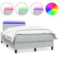 Boxspring met matras en LED fluweel lichtgrijs 120x210 cm - thumbnail