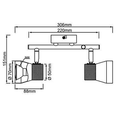 Brilliant Kurken plafondspotMoka 2-lichts - 75713/75