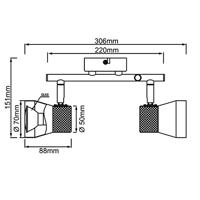 Brilliant Kurken plafondspotMoka 2-lichts - 75713/75 - thumbnail