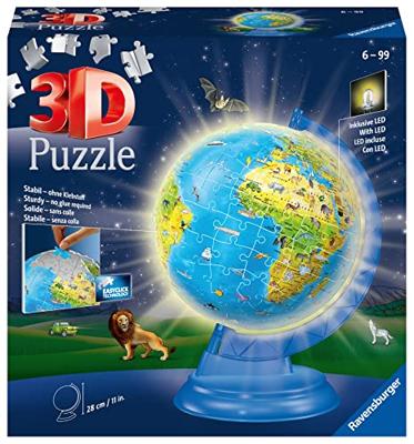 Ravensburger 3D Puzzel XXL Kinderglobe (Engels) Night Edition - 180 stukjes