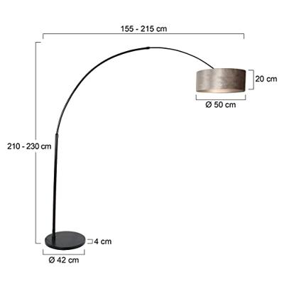 Steinhauer Vloerlamp Sparkled light 8128 zwart kap zilveren velours