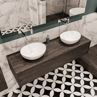 Mondiaz Lush Barco badmeubel eiken Dark brown 150 cm 1 lade mdf 2 waskommen beide zijden zonder kraangat