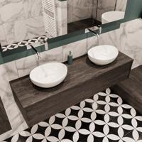 Mondiaz Lush Barco badmeubel eiken Dark brown 150 cm 1 lade mdf 2 waskommen beide zijden zonder kraangat - thumbnail