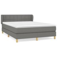 Boxspring met matras stof donkergrijs 140x200 cm - thumbnail