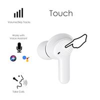 Boompods Bassline Compact In Ear oordopjes Bluetooth Wit Headset, Klankregeling, Volumeregeling, Bestand tegen zweet, Touchbesturing - thumbnail