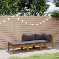 3-delige Loungeset met kussens massief acaciahout - thumbnail