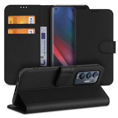 OPPO Find X3 Neo Hoesje Zwart met Pasjeshouder OPPO Find X3 Neo Hoesje Zwart met Pasjeshouder