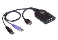 ATEN KVM Adapter [2x USB-A 2.0 stekker, HDMI-stekker - 1x RJ45-bus] 0.20 m Zwart - thumbnail