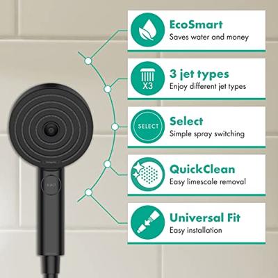 Hansgrohe Handdouche Pulsify Select S 3jet Relaxation EcoSmart 10.5 cm Mat Zwart Hansgrohe Handdouche Pulsify Select S 3jet Relaxation EcoSmart 10.5 cm Mat Zwart