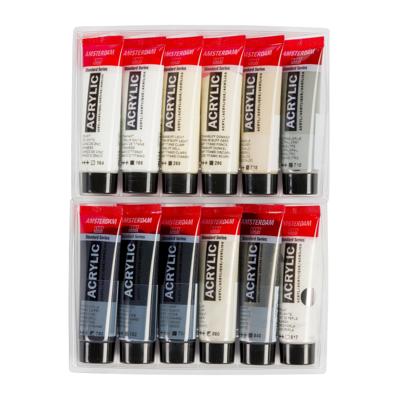 Bruynzeel Amsterdam standard series acrylverf grijze set 20ml, 12dlg.
