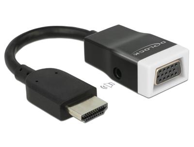 Delock 65587 HDMI / VGA Adapter [1x HDMI-stekker - 1x D-sub bus 15-polig] Zwart, Wit