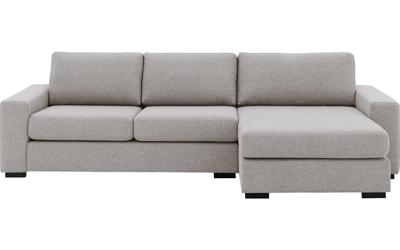 Goossens Hoekbank Lucca Met Chaise Longue grijs, stof, 2,5-zits, stijlvol landelijk met chaise longue rechts