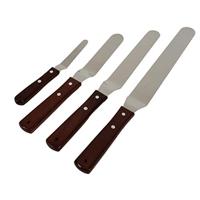 Krumble paletmes | glaceermes spatel set van 4 RVS met houten handvat - thumbnail