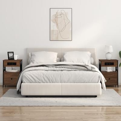 Nachtkastje bruin eikenkleur 40 x 31 x 60 cm Bewerkt hout