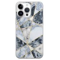 iPhone 14 Pro Max siliconen hoesje - Marmer blauw - thumbnail