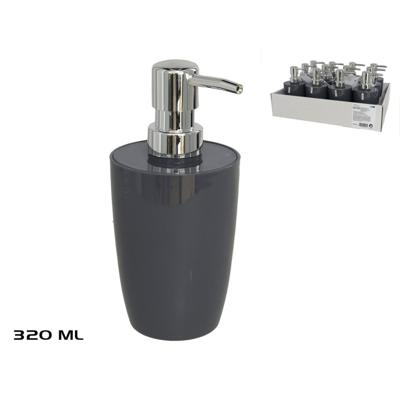 Zeepdispenser / Zeeppompje - Kunststof Collectie Venice - Antraciet - 320ml - 7x7x17.5 cm