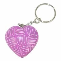 Sleutelhanger Speksteen Hart Paars - thumbnail