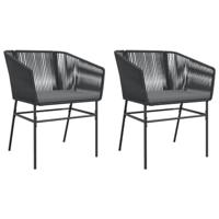 Tuinstoelen 2 st met kussens poly rattan zwart - thumbnail