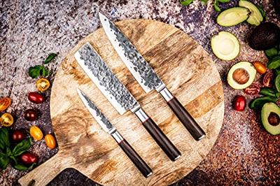Koksmes - GESMEED - SEBRA - Japans 440C staal - Dalbergia houten handvat - L 20,5 cm