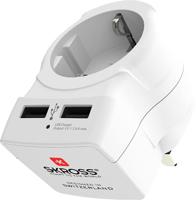 SKROSS | 1.500280 | EUR to UK 2USB | Reisadapter stekker Europa naar VK, USB-oplader 2 poorten 2,4 A - Spanning en vermogen 100V - 1500 W/250 V - 3750 W - Bescherming tegen elektrische schokken - thumbnail