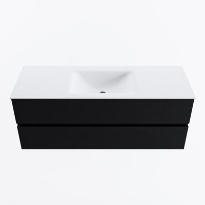 MONDIAZ VICA 130cm badmeubel onderkast Urban 2 lades. Wastafel CLOUD midden zonder kraangat, kleur Talc.