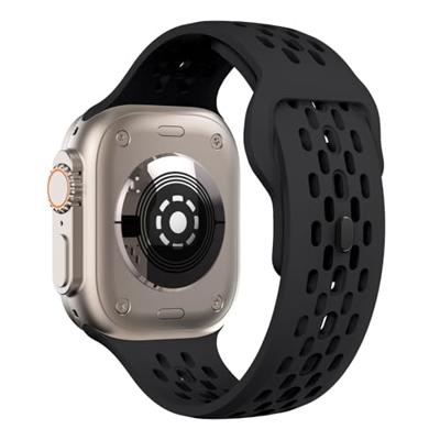 By Qubix - Ultimate Sport Edition bandje - Zwart - Compatible met Apple Watch 44mm / 45mm / 46mm / 49mm - Compatible Apple watch bandjes