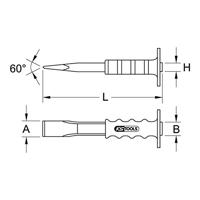 KS Tools Muurbeitel met handgreep, plat ovaal, 27x250mm 1620202 - thumbnail