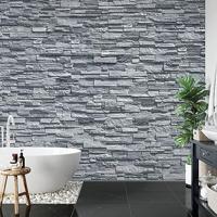 Fotobehang - Stenen leisteen in grijstinten, te koop in 2 maten, Premium print, incl behanglijm - thumbnail