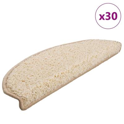 VidaXL Trapmatten 30 st 65x21x4 cm crème halfrond groot VidaXL Trapmatten 30 st 65x21x4 cm crème halfrond groot
