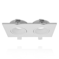 Inbouwarmatuur voor 2 spots | DUO | Ø50mm spots | Rechthoekig | Wit | ThatsLed | Spotjes in plafond | Inbouwspots | Spotjes woonkamer | Led spots | | - thumbnail