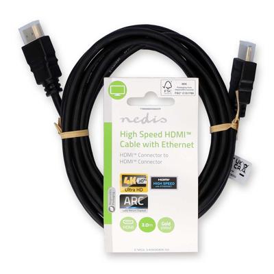 High Speed HDMI-Kabel met Ethernet | HDMI Connector | HDMI Connector | 4K@30Hz | ARC | 10.2 Gbps | 3.00 m | Rond | PVC | Zwart