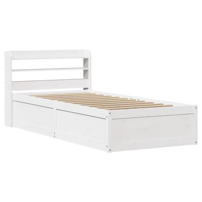 Bedframe met hoofdbord massief grenenhout wit 75x190 cm