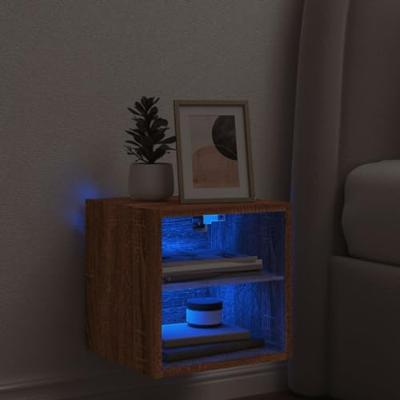 Tv-wandmeubel met LED-verlichting 30x28,5x30 cm bruineikenkleur Tv-wandmeubel met LED-verlichting 30x28,5x30 cm bruineikenkleur