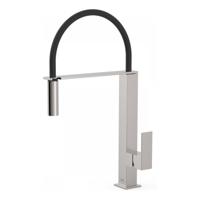Keukenkraan Tres Cuadro | Opbouw | 360° Draaibaar | Uitrekbare sproeier | Mengkraan | 1-hendel | Vierkant | RVS look - thumbnail