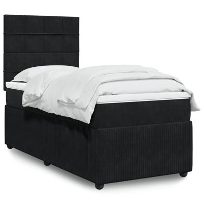 Boxspring met matras fluweel zwart 140x190 cm