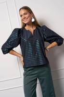 Studio Anneloes Xara Sparkle Stripe Blouse 13332 Blouse 6978 Dark Blue/bottle Green - thumbnail