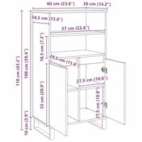 Highboard met plank met opslag met de deur Zwart 60 x 36 x 110 cm Bewerkt hout - thumbnail