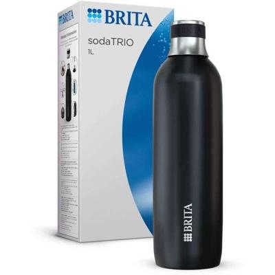 BRITA fles voor frisdrankTRIO - roestvrij staal - 1L - zwart