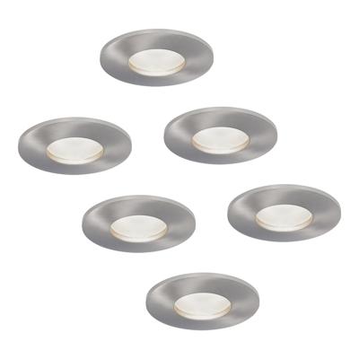 Set van 6 Vegas - LED platte inbouwspots met lage inbouwdiepte 60mm - 3,8 Watt 270 Lumen - 6000K Daglicht wit - GU10 LED Module - Dimbaar - Rond - IP44 voor badkamer, buiten en binnen - RVS
