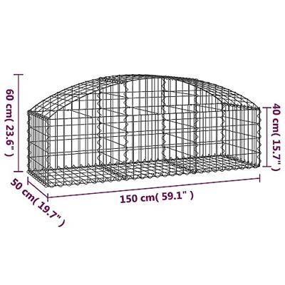 Schanskorf gewelfd 150x50x40/60 cm gegalvaniseerd ijzer