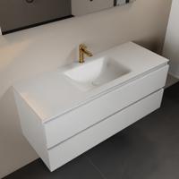 MONDIAZ AIVY 120cm badmeubel Talc, wastafel Talc solid surface midden 1 kraangat met spiegel (AI-351621TALC-SI - AI-M120TAMI - AI-S120X70) - thumbnail