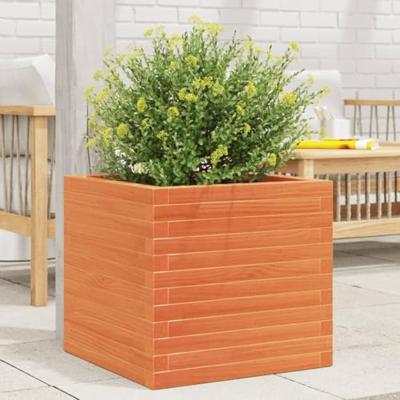 VidaXL Plantenbak 50x50x46 cm massief grenenhout wasbruin VidaXL Plantenbak 50x50x46 cm massief grenenhout wasbruin