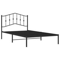 Bedframe met hoofdbord metaal zwart 107x203 cm - thumbnail