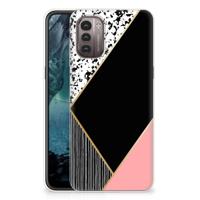 Nokia G21 | G11 | TPU Hoesje | Zwart Roze Vormen - thumbnail