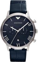 Horlogeband Armani AR1652 Leder Blauw 22mm - thumbnail