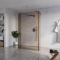 Fortifura Galeria Vrijstaande Inloopdouche - 120x200cm - Rookglas - antikalk - 8mm veiligheidsglas - 2 zijwanden 40cm - wandsteunen en hoekprofielen - Geborsteld koper PVD (Koper) SW927772 2x/SW797944/SW797934 2x/SW876703 2x - thumbnail