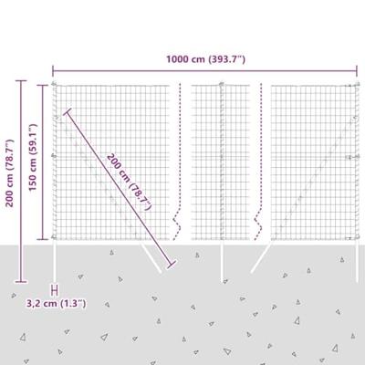 VidaXL Hek met paal groen 1,5 x 10 m staal en pvc