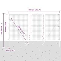 VidaXL Hek met paal groen 1,5 x 10 m staal en pvc - thumbnail